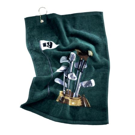 Golfputztuch mit Golfbag-Motiv, grün