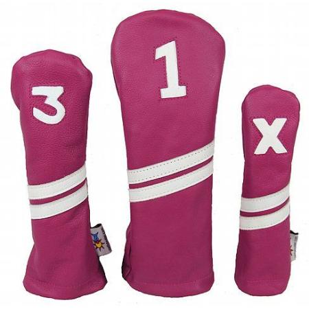 Sunfish Leder Headcover Ace, pink/weiß, 3er Set