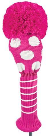 Bommel Strick Headcover, pink, Driver Punkte