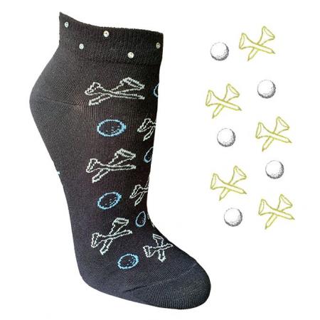 cbfmoda Damen-Golfsocken Tees 'n Balls, schwarz