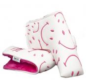KraveGolf Classic Smiley Originals Blade Puttercover, weiß/pink