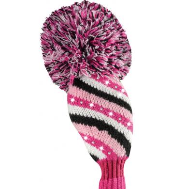 Bommel Sparkle Strick Headcover, pink, Hybriden Streifen