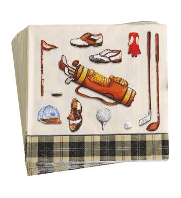 Papierservietten mit Golfmotiven, creme
