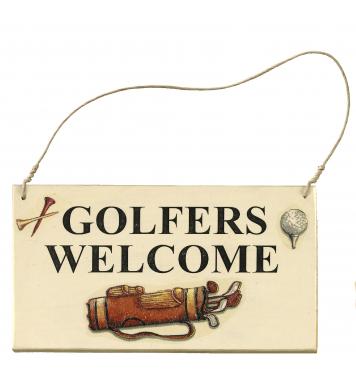 Türschild aus Holz - Golfers Welcome